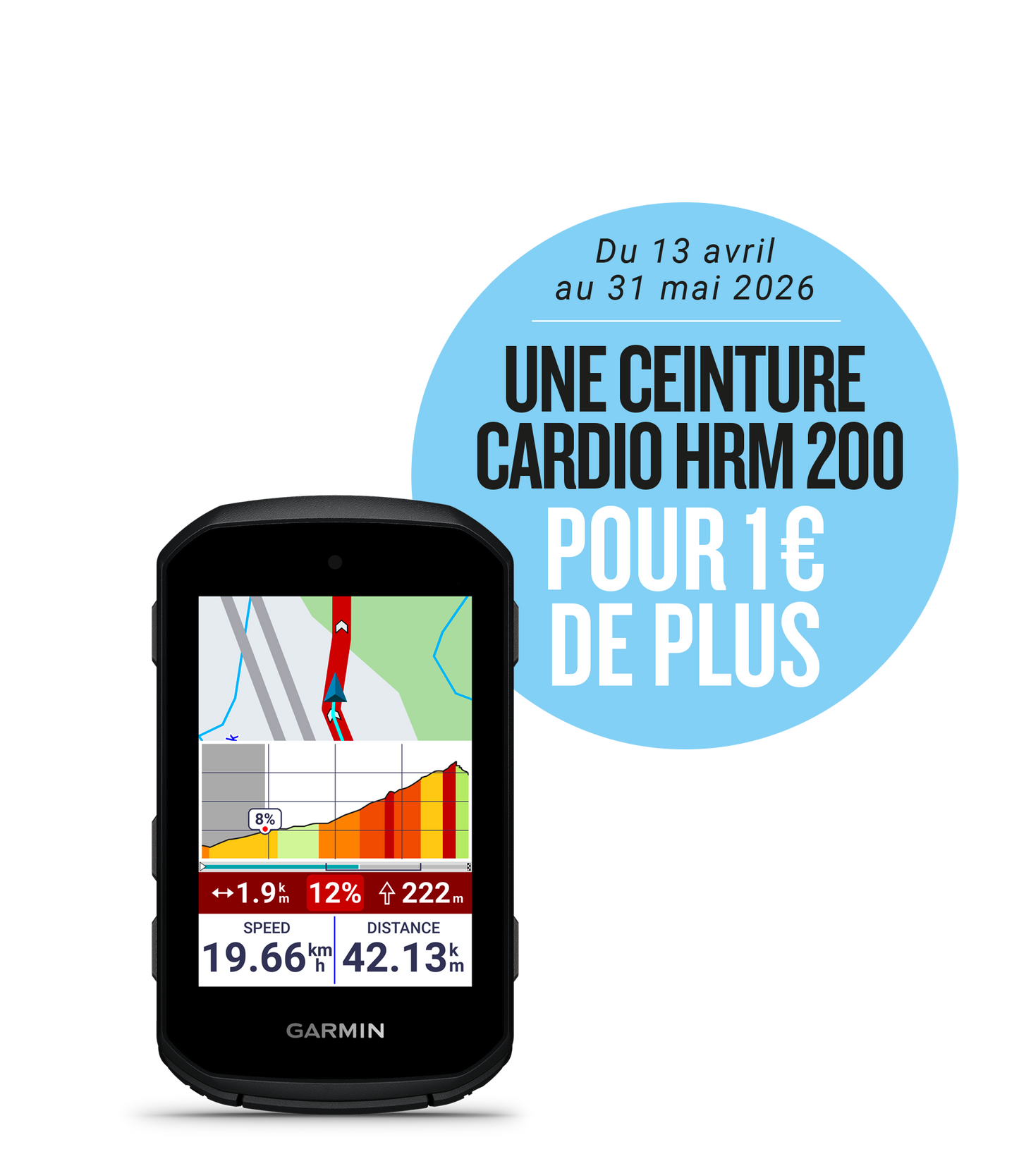 GARMIN EDGE 550 GPS + Uw GARMIN HRM 200 Cardio Gordel voor € 1 meer