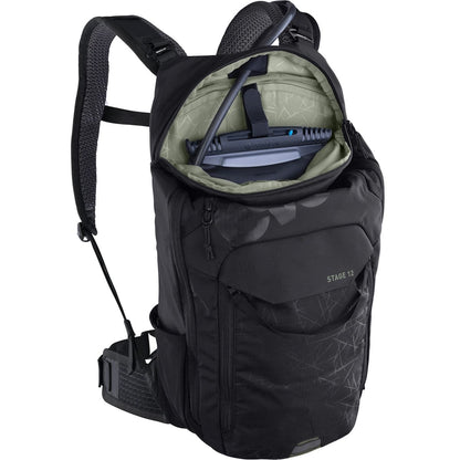 Pack Rugzak EVOC STAGE 12 ZWART + Watertas EVOC 2L