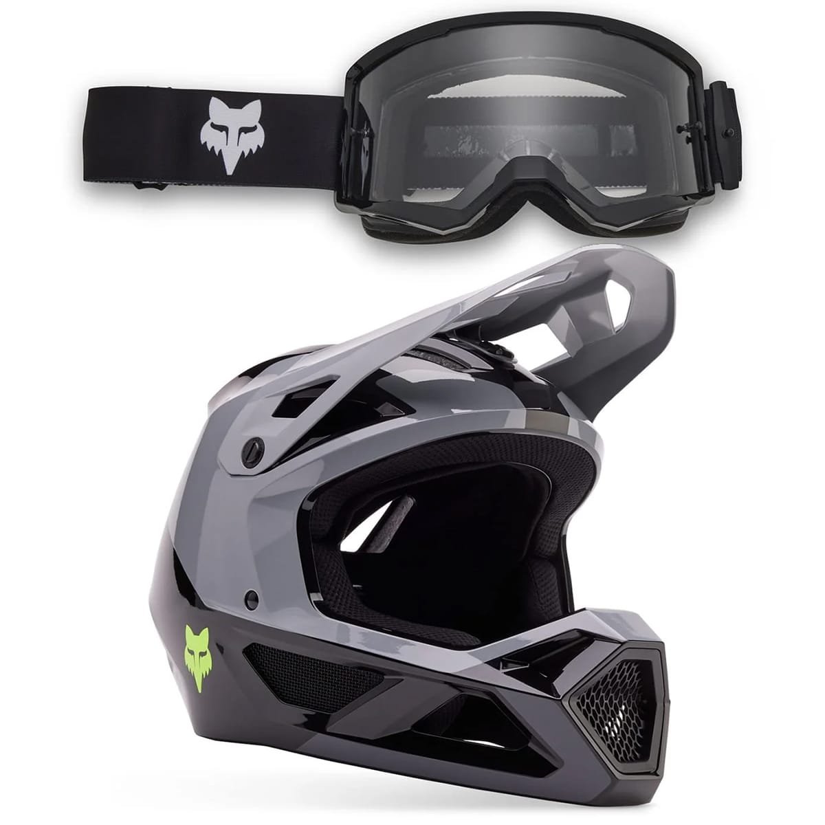 Combo FOX : Casque VTT RAMPAGE BARGE MIPS Gris/Noir + Masque FOX MAIN CORE Noir